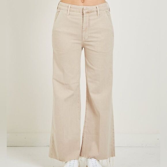 MOTHER The Roller Crop Prep Fray Pants Size 29 Chalk It Up Wash - Picture 1 of 8